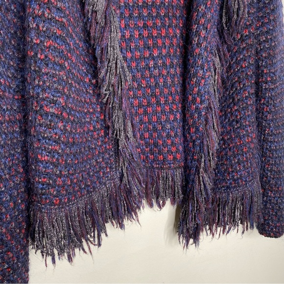 ✨NWT Maje Purple Tweed Open Front Metallic Fringe Mask Cardigan Size 2 or Medium - Picture 6 of 10